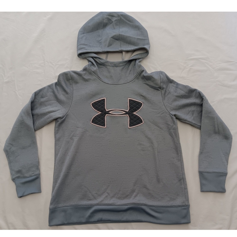 Under‎ Armour Coldgear Gray Textured Logo Hoodie Men's Medium M Loose Fit